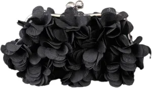 Women's Floral Satin Evening Clutch Bag with Detachable Metal Chain for Wedding, Party, Prom - Shoulder/Crossbody/Handheld