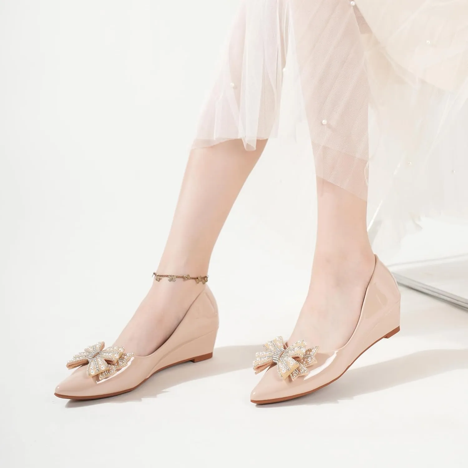 Women's Pumps, Low Heel Women's Wedge Comfortable Closed Toe Women Pumps,-2Inch Dress Shoes