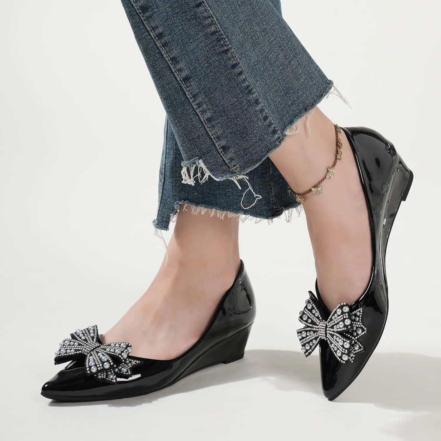 Women's Pumps, Low Heel Women's Wedge Comfortable Closed Toe Women Pumps,-2Inch Dress Shoes