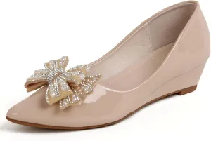 Women's Pumps, Low Heel Women's Wedge Comfortable Closed Toe Women Pumps,-2Inch Dress Shoes