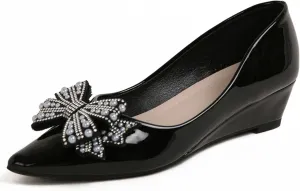 Women's Pumps, Low Heel Women's Wedge Comfortable Closed Toe Women Pumps,-2Inch Dress Shoes