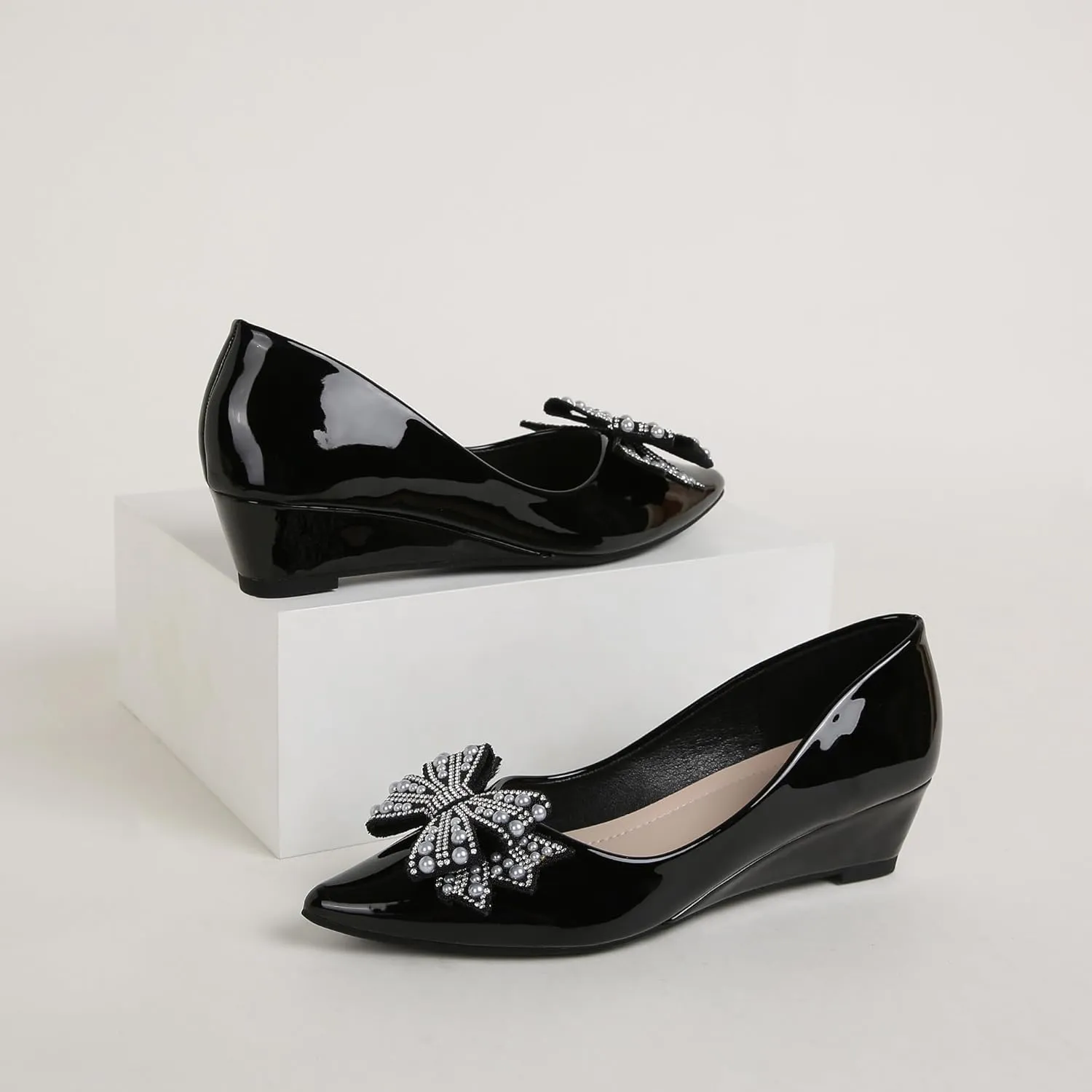 Women's Pumps, Low Heel Women's Wedge Comfortable Closed Toe Women Pumps,-2Inch Dress Shoes