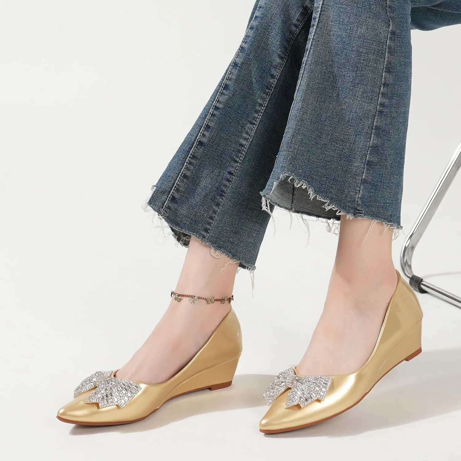 Women's Pumps, Low Heel Women's Wedge Comfortable Closed Toe Women Pumps,-2Inch Dress Shoes