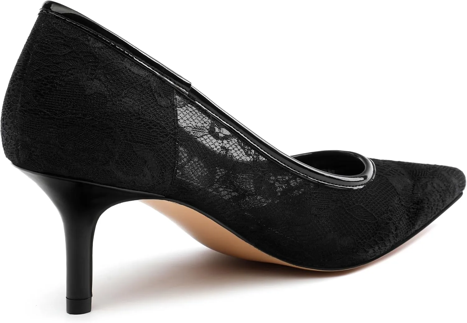 Women's Pumps, Pointed Closed Toe Black Gold Kitten Heels for Women, Comfortable 2 Inch Mid Heel Women's Dress Shoes