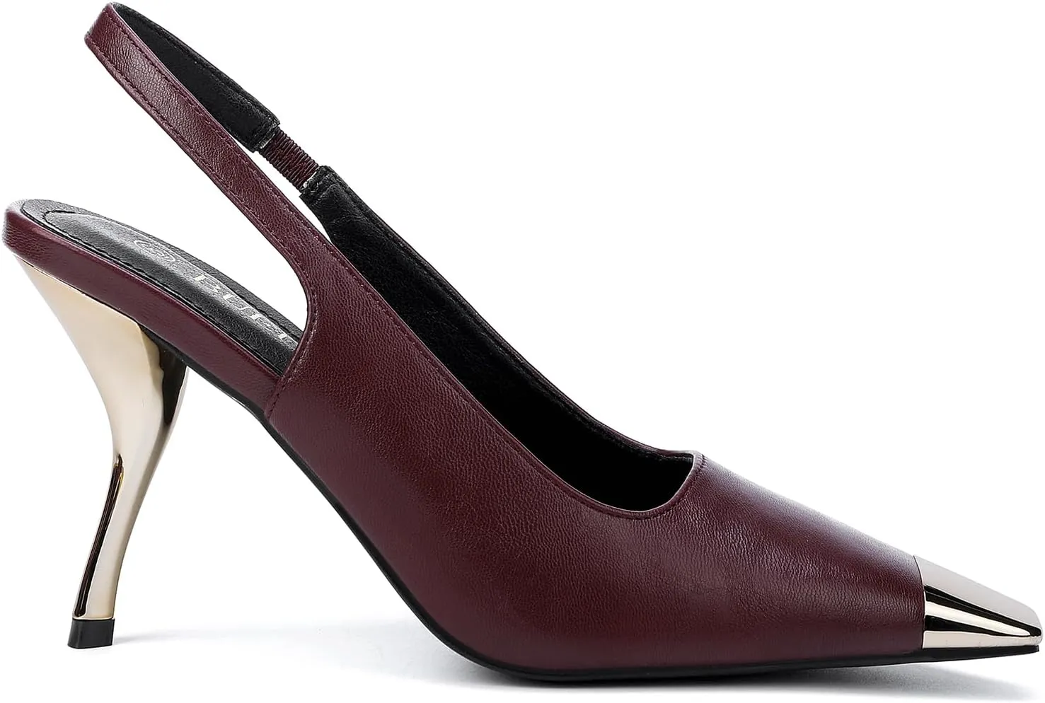 Women's Slingback Heels Metal Square Toe High Heels Stiletto Heel Backless Pumps Party Dress Shoes