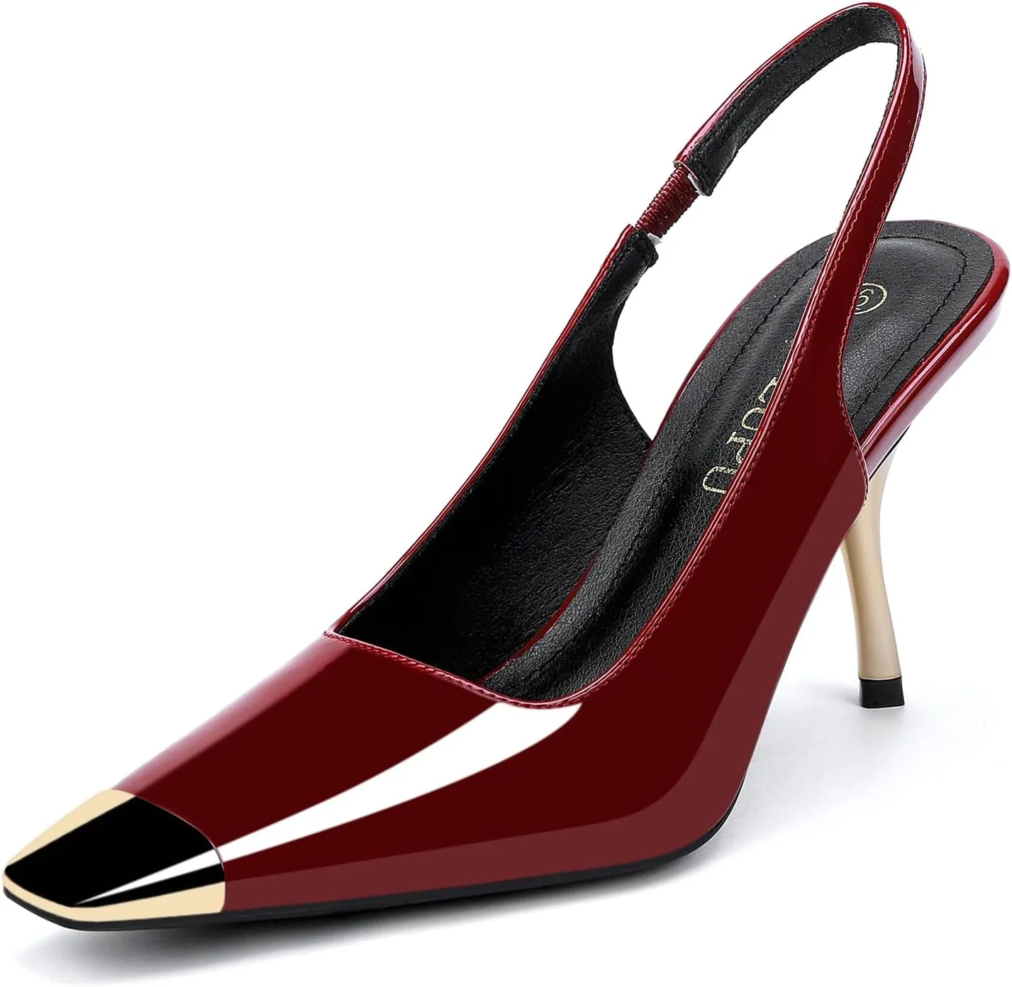 Women's Slingback Heels Metal Square Toe High Heels Stiletto Heel Backless Pumps Party Dress Shoes