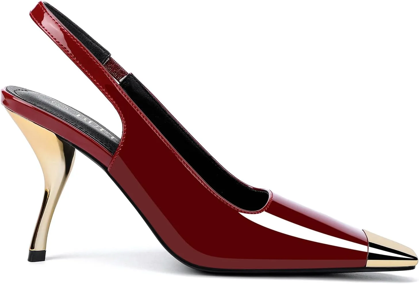 Women's Slingback Heels Metal Square Toe High Heels Stiletto Heel Backless Pumps Party Dress Shoes