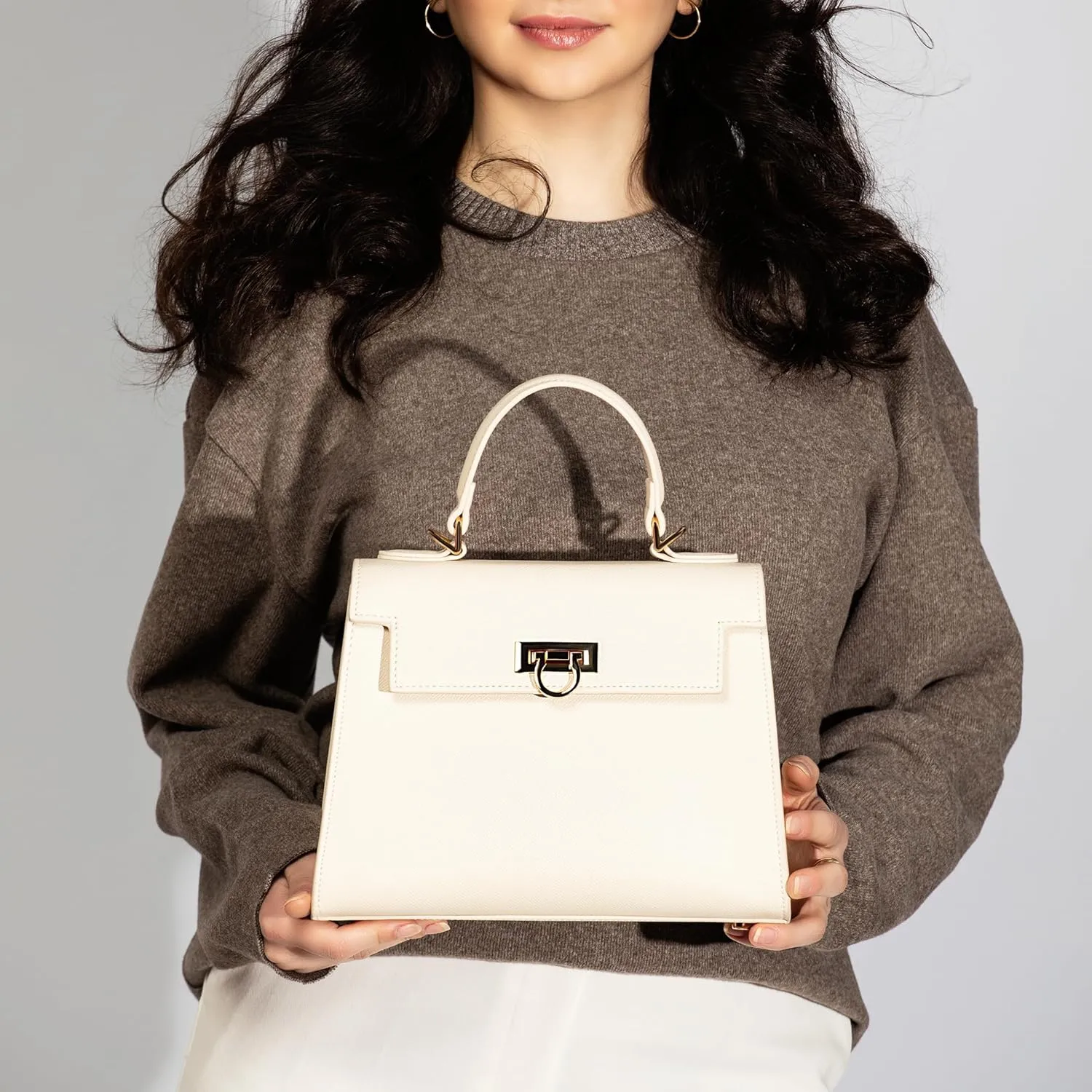 Women’s Top-Handle Handbags – Luxury Crossbody Purse Shoulder Bag for Women – Leather Handbag, Detachable Strap