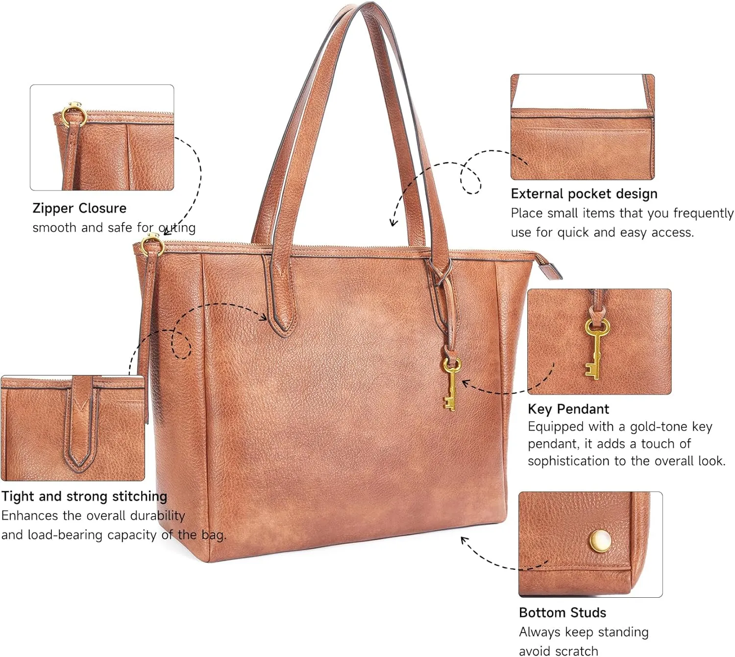 Women's Tote Bag Leather Handbag for Women 16L Large Capacity Travel Purses Ladies Shoulder Bags
