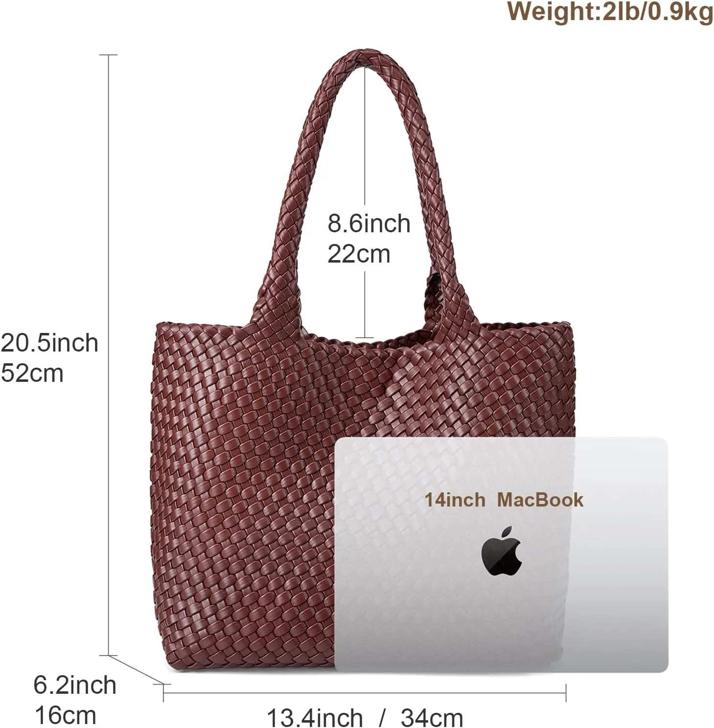 Woven Leather Handbag - Large Tote Bag for Women - Fashion Vegan Leather Tote