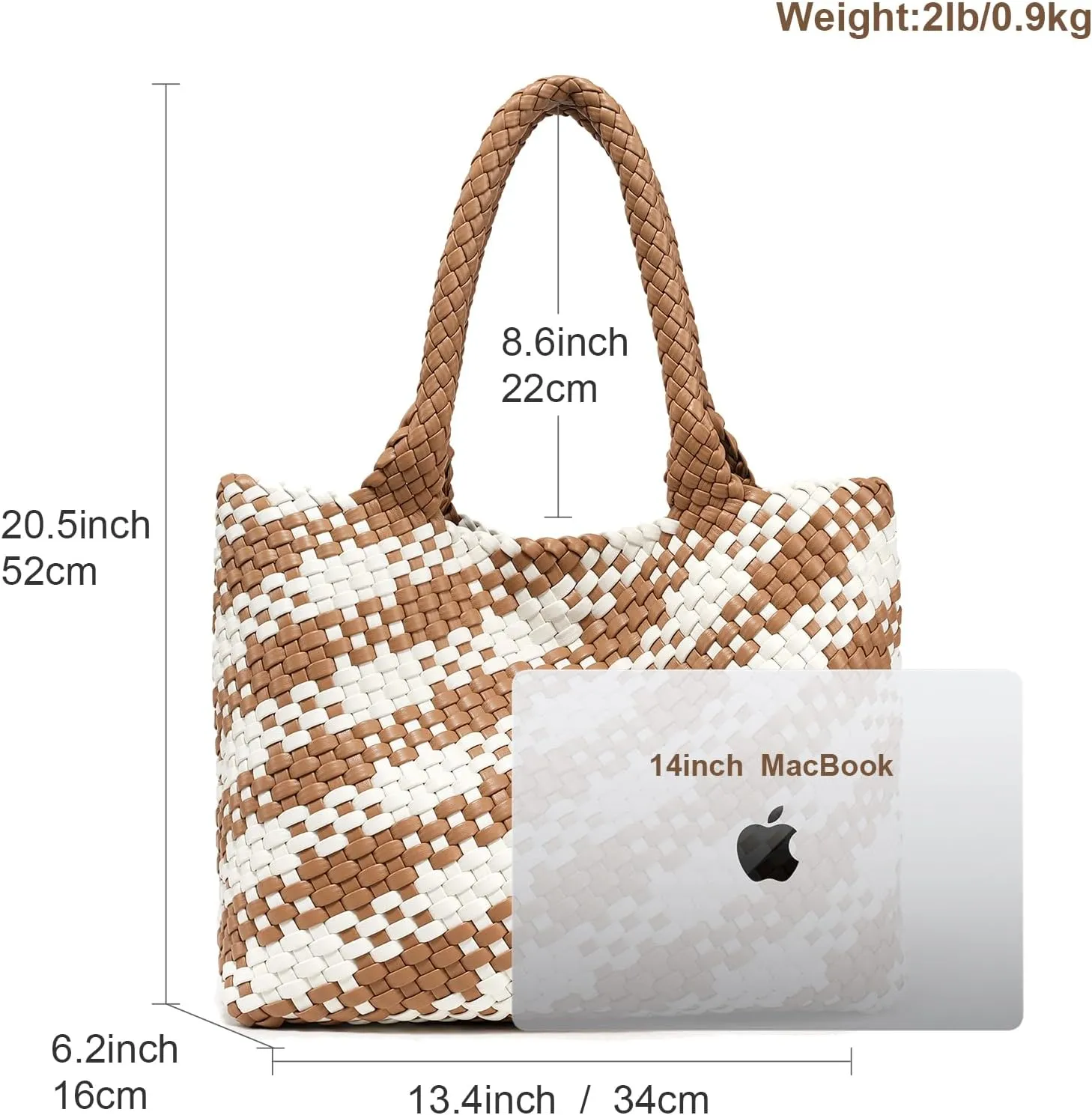 Woven Leather Handbag - Large Tote Bag for Women - Fashion Vegan Leather Tote