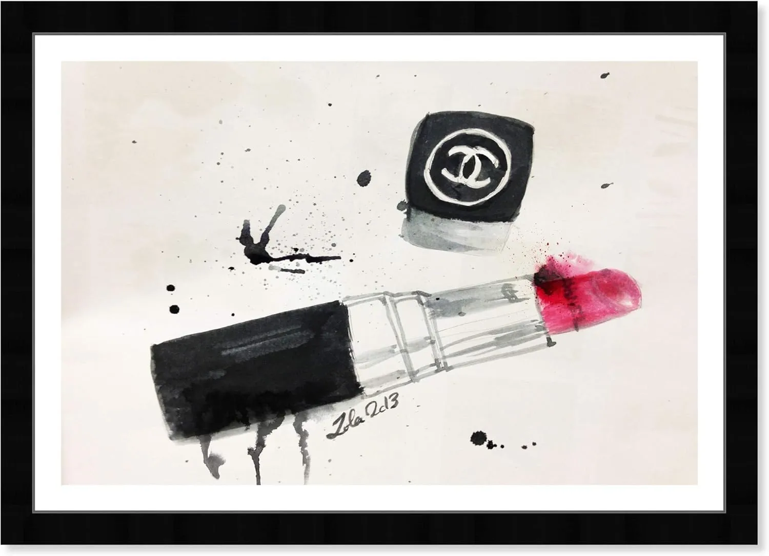 Wynwood Studio Fashion and Glam Wall Art Framed Prints 'Lipstick Stains' Makeup Home Décor, White, Black
