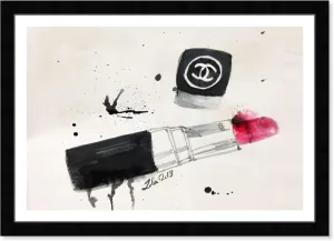 Wynwood Studio Fashion and Glam Wall Art Framed Prints 'Lipstick Stains' Makeup Home Décor, White, Black