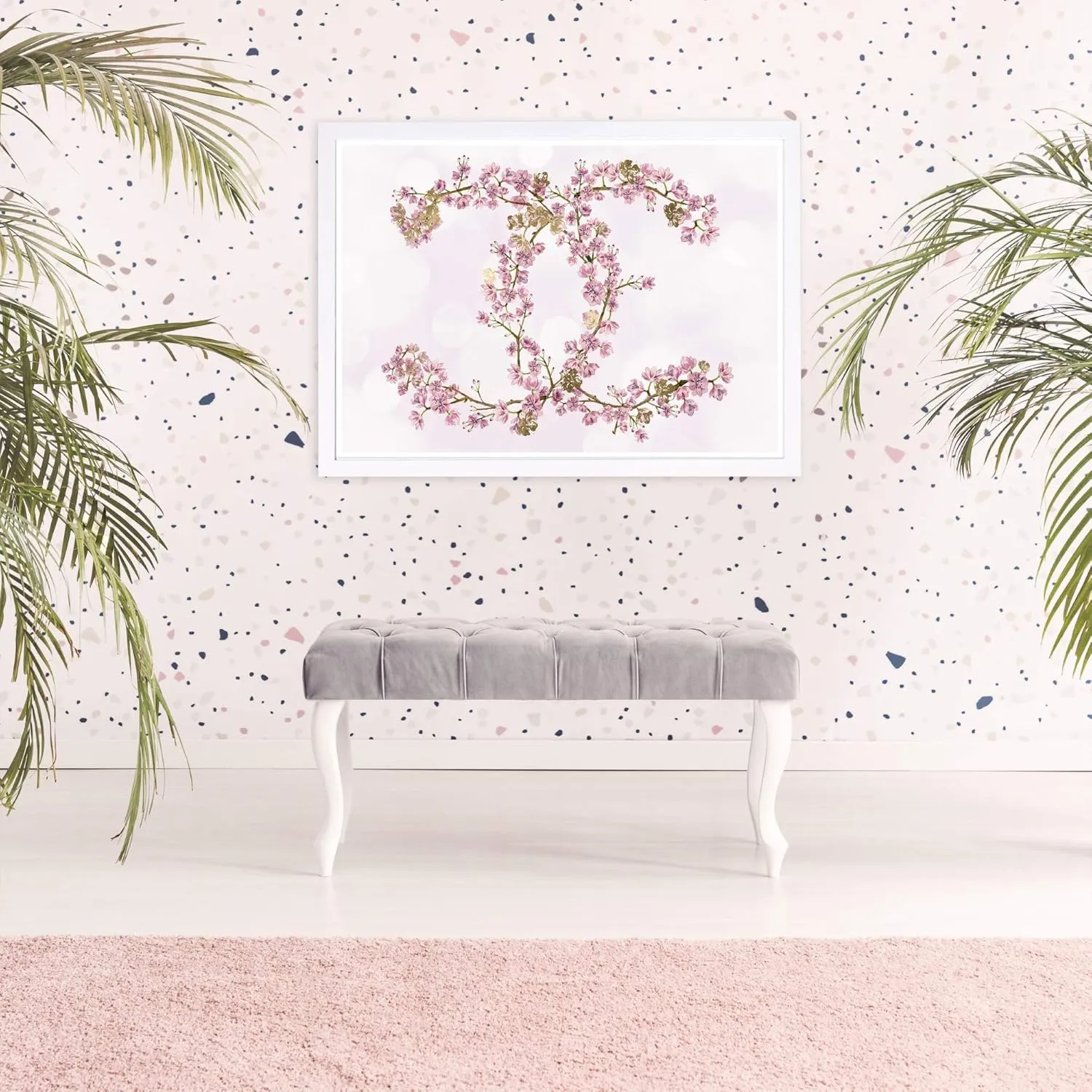 Wynwood Studio Fashion and Glam Wall Art Prints 'Sakura Love' Home Décor, 19x13, White Frame
