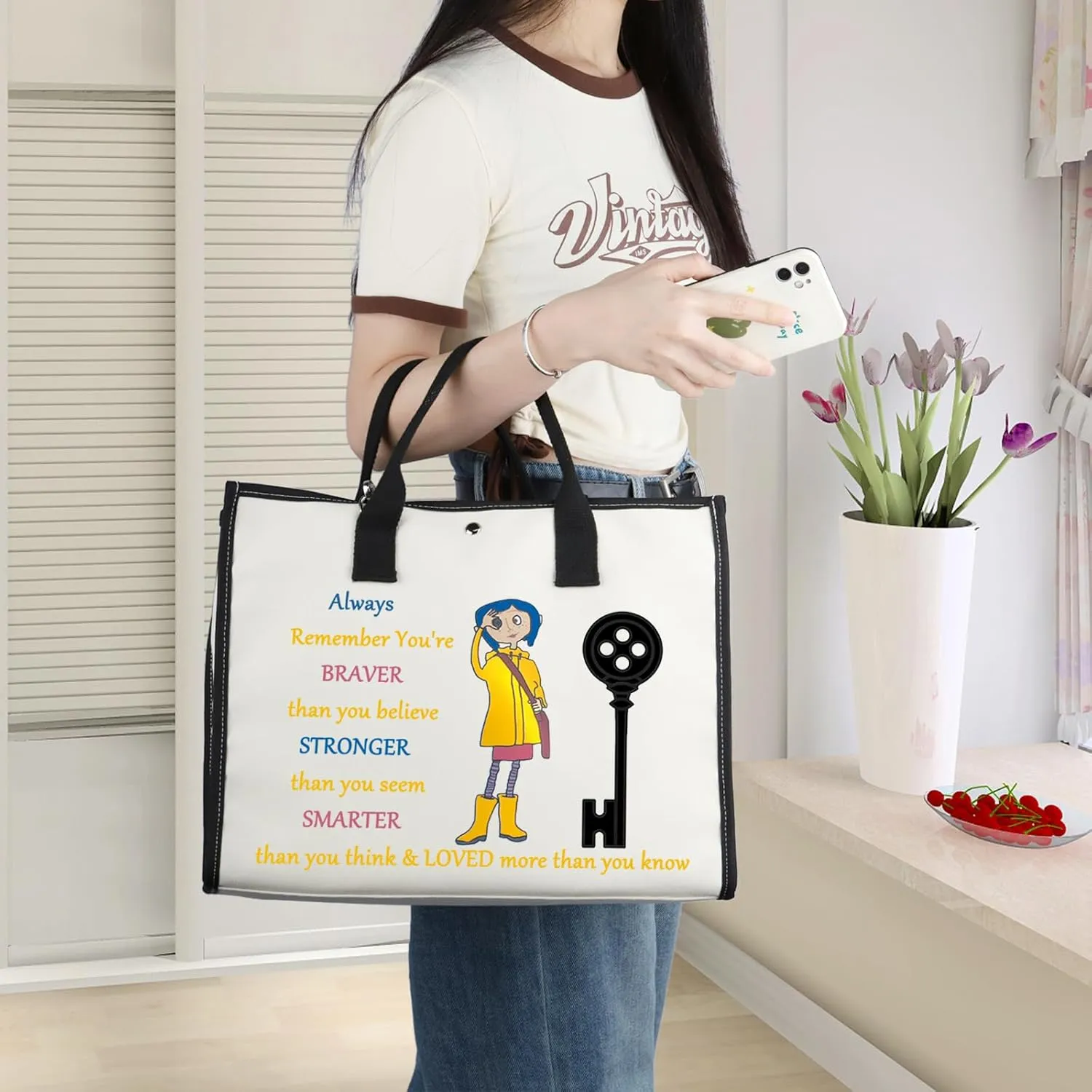 WZMPA Cartoon Movie Cosmetic Bag Movie Fans Gift You Are Braver Stronger Smarter Than You Think Cartoons Makeup Zipper Pouch Bag For Movie Fans
