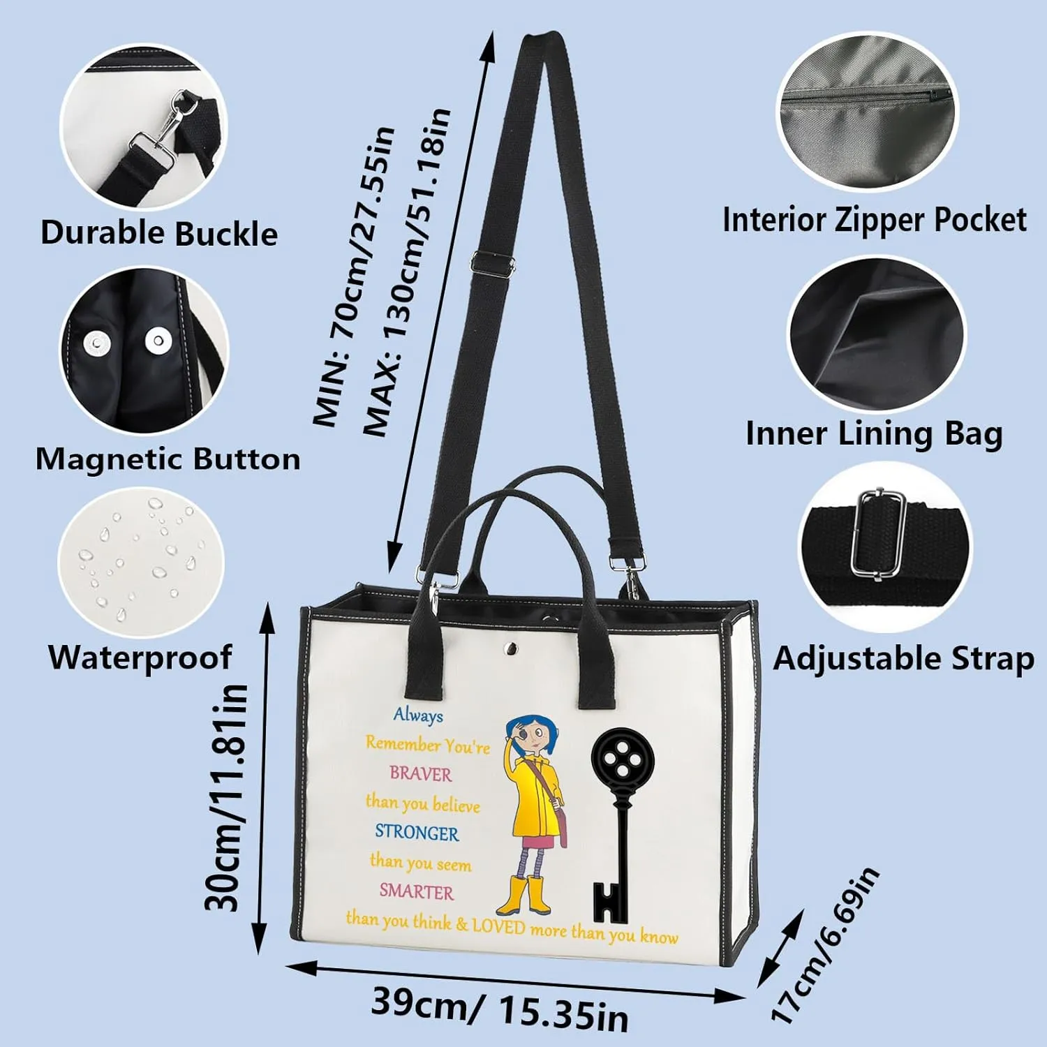 WZMPA Cartoon Movie Cosmetic Bag Movie Fans Gift You Are Braver Stronger Smarter Than You Think Cartoons Makeup Zipper Pouch Bag For Movie Fans