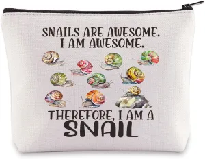 WZMPA Funny Snail Cosmetic Bag Snake Lover Gifts Snails Are Awesome I Am Awesome Therefore I Am A Snails Makeup Zipper Pouch Bag (Snail)