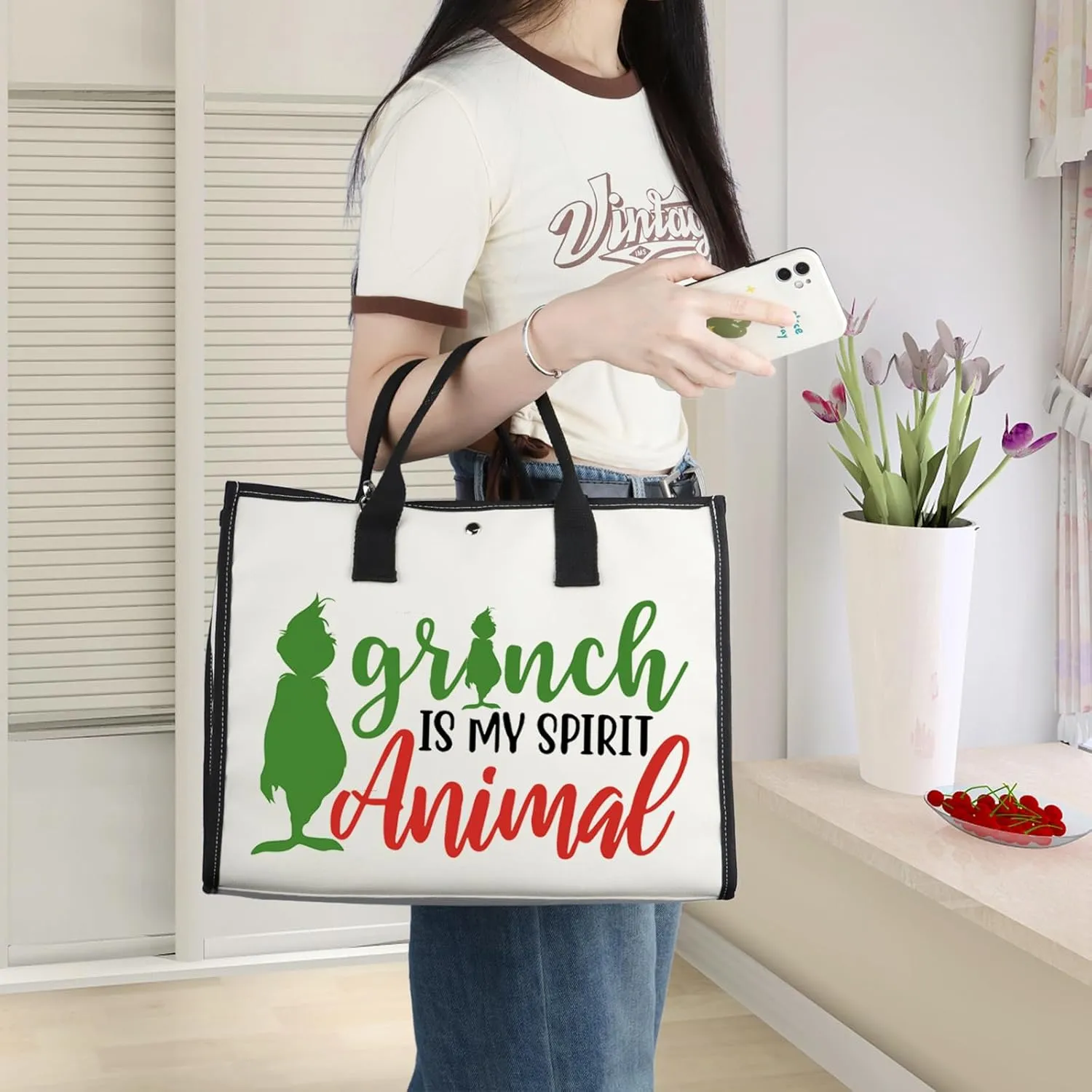 WZMPA Green Monster Cosmetic Makeup Bag Doctor Cat Fans Gifts Monster Is My Spirit Animal Zipper Pouch Bag For Monster Fans