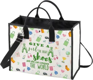 WZMPA Irish Dancer Cosmetic Bag - Dance Teacher Gift - The Right Shoes and She Can Conquer the World - Dancing Makeup Zipper Pouch - Team Gift (Give a Shoes-TB)