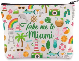 WZMPA Miami Florida Travel Cosmetic Bag Miami Souvenir Gifts Take Me To Miam Zipper Pouch Bag Miami City Trip Gift (To Miam)