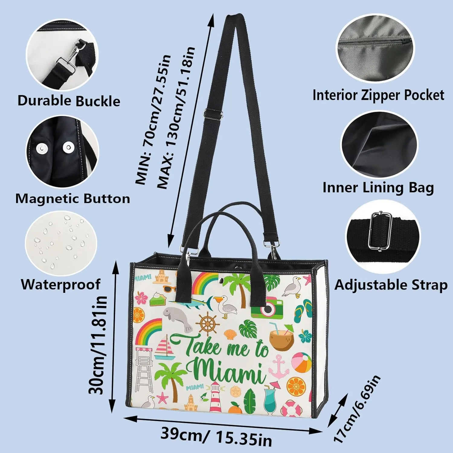 WZMPA Miami Florida Travel Cosmetic Bag Miami Souvenir Gifts Take Me To Miam Zipper Pouch Bag Miami City Trip Gift (To Miami-TB)