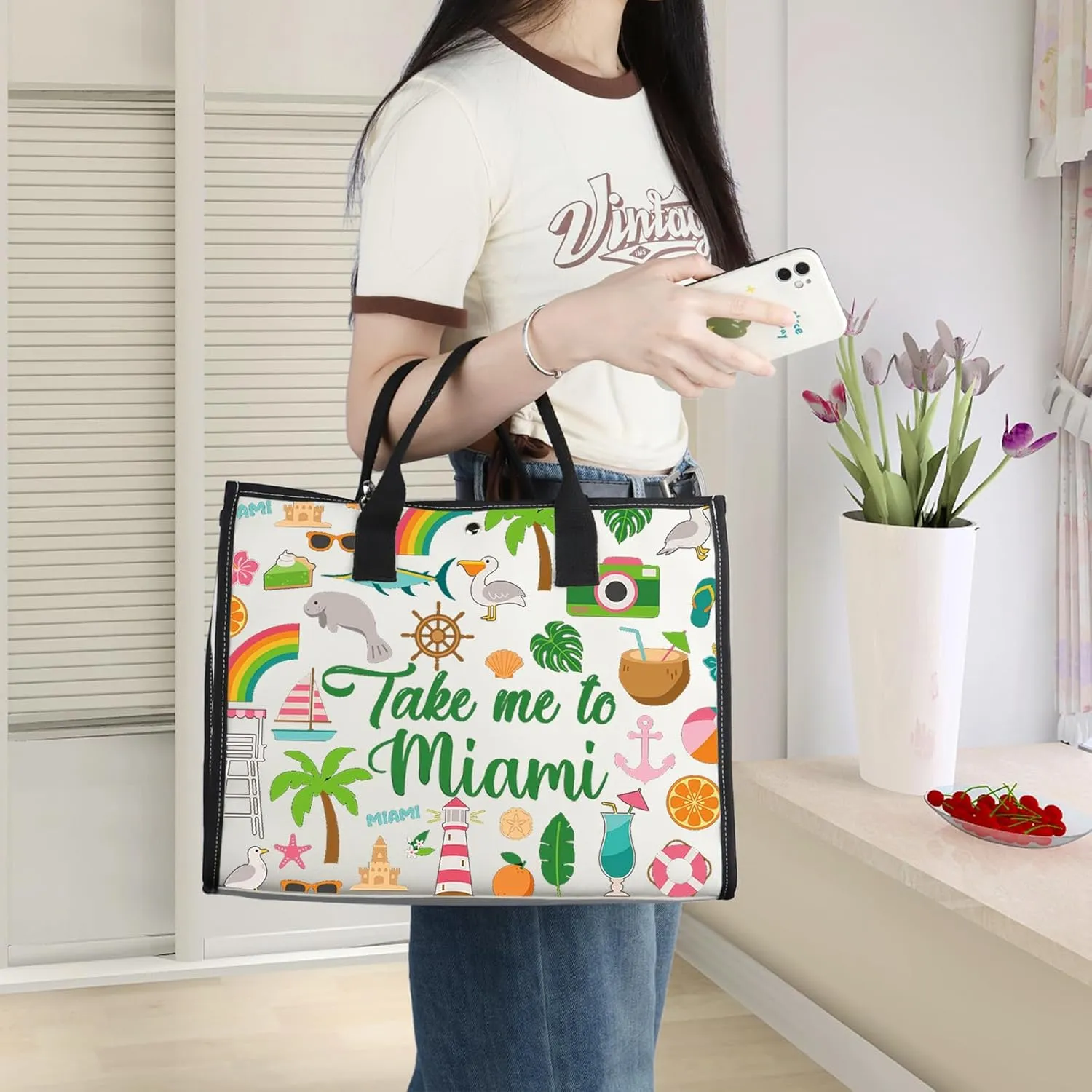 WZMPA Miami Florida Travel Cosmetic Bag Miami Souvenir Gifts Take Me To Miam Zipper Pouch Bag Miami City Trip Gift (To Miami-TB)