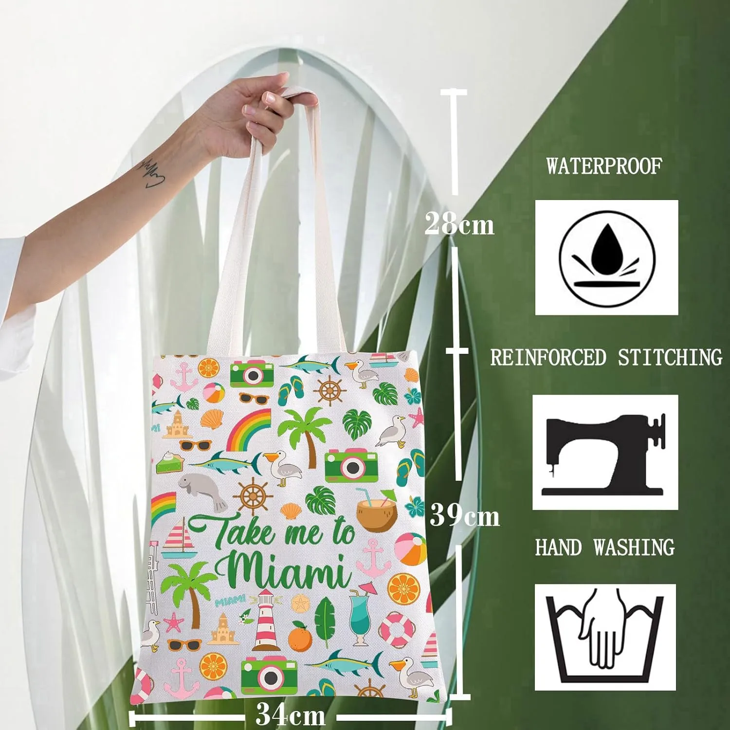 WZMPA Miami Florida Travel Cosmetic Bag Miami Souvenir Gifts Take Me To Miam Zipper Pouch Bag Miami City Trip Gift (To Miami-Tote)