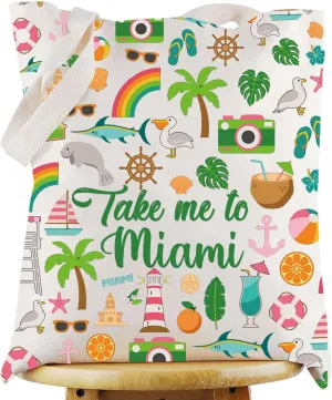 WZMPA Miami Florida Travel Cosmetic Bag Miami Souvenir Gifts Take Me To Miam Zipper Pouch Bag Miami City Trip Gift (To Miami-Tote)