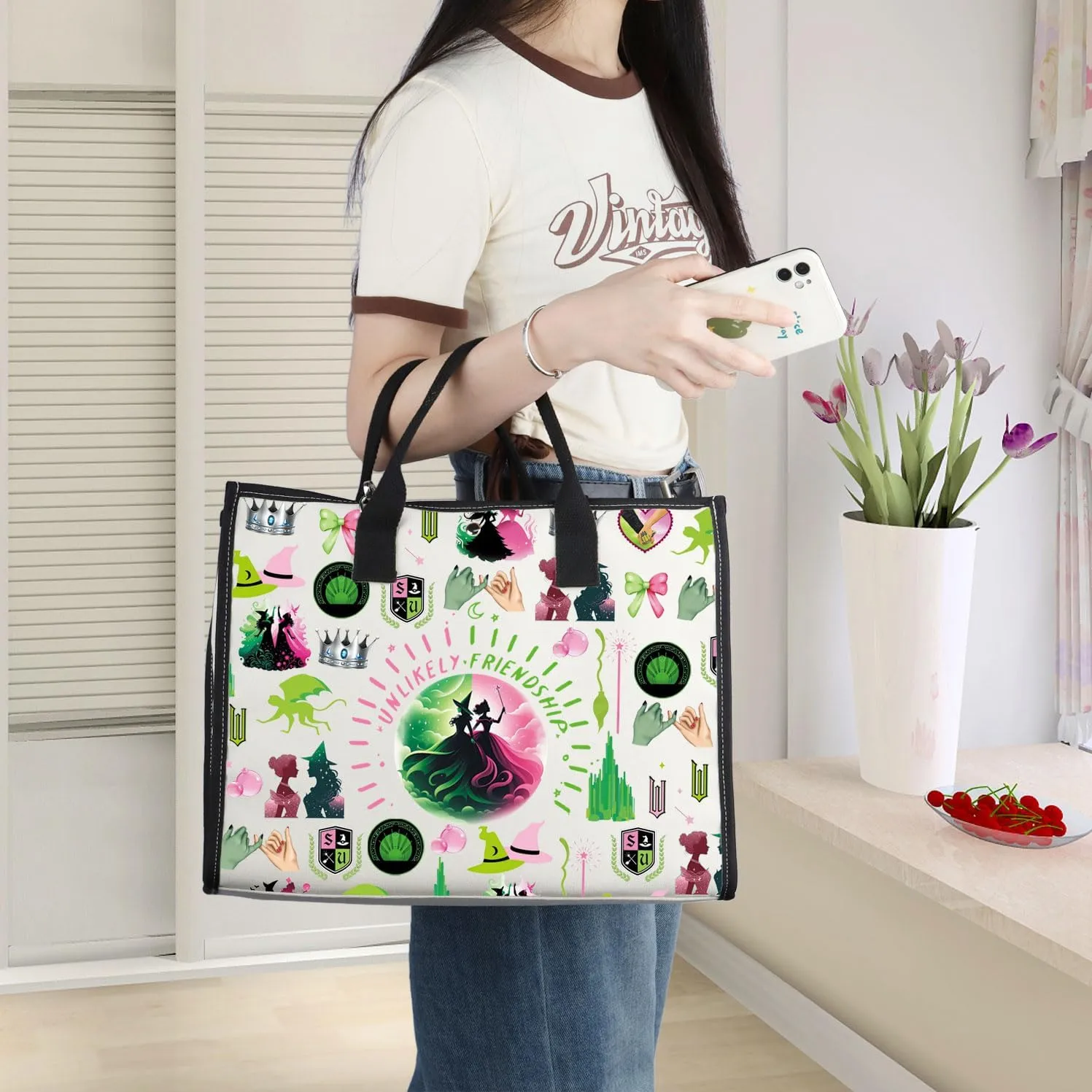 WZMPA Musical Cosmetic Bag Glinda＆ Elphaba Fans Gift Unlikely Friendships Makeup Zipper Pouch Bag Glinda＆Elphaba Merch (Unlikely Friendships-TB)