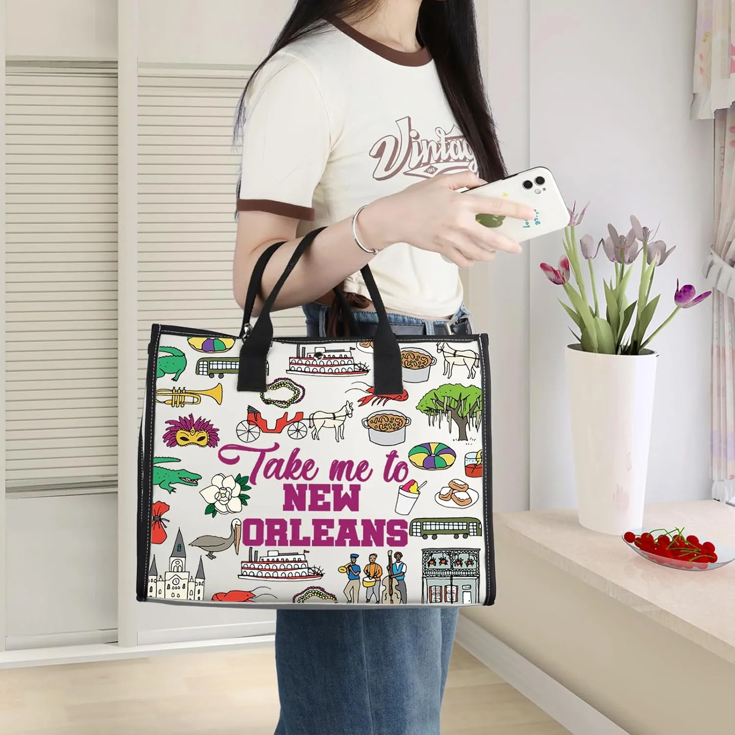 WZMPA New Orleans Louisiana Travel Cosmetic Bag Souvenir Gifts Take Me To New Orleans Zipper Pouch City Merchandise (To New Orleans-TB)