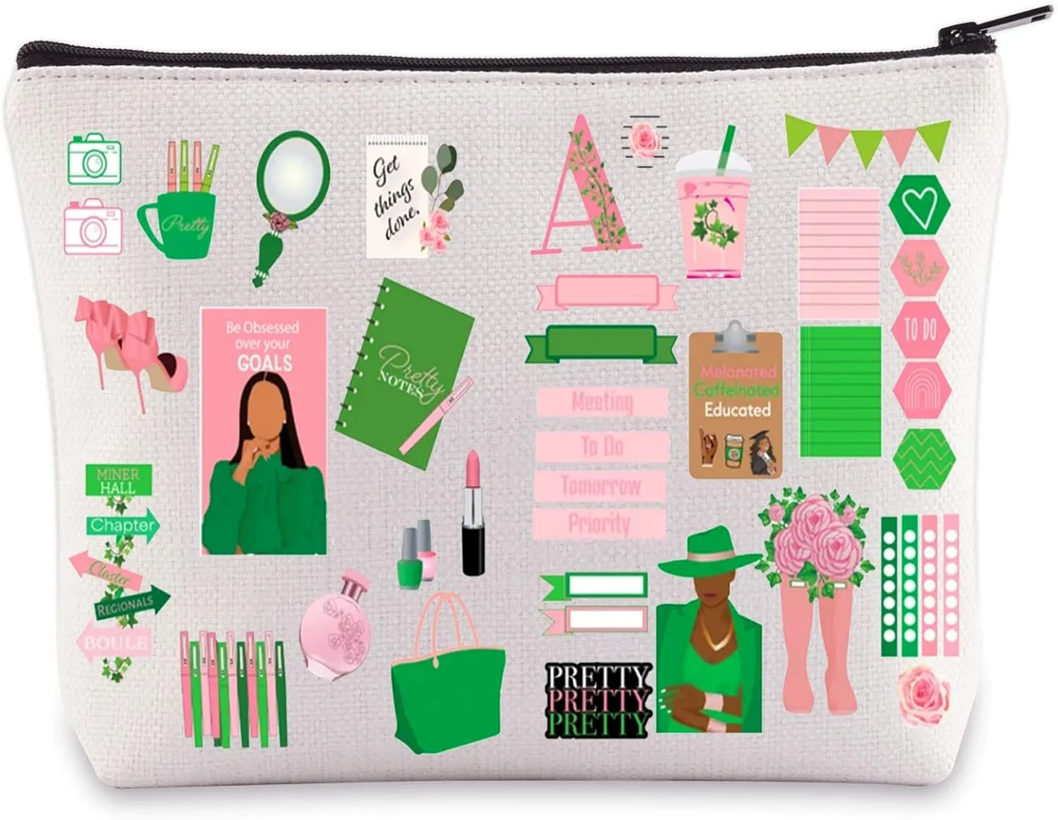 WZMPA Pink and Green Paraphernalia Sisters Gift Bag - Sorority Greek Merchandise (Pretty AK)