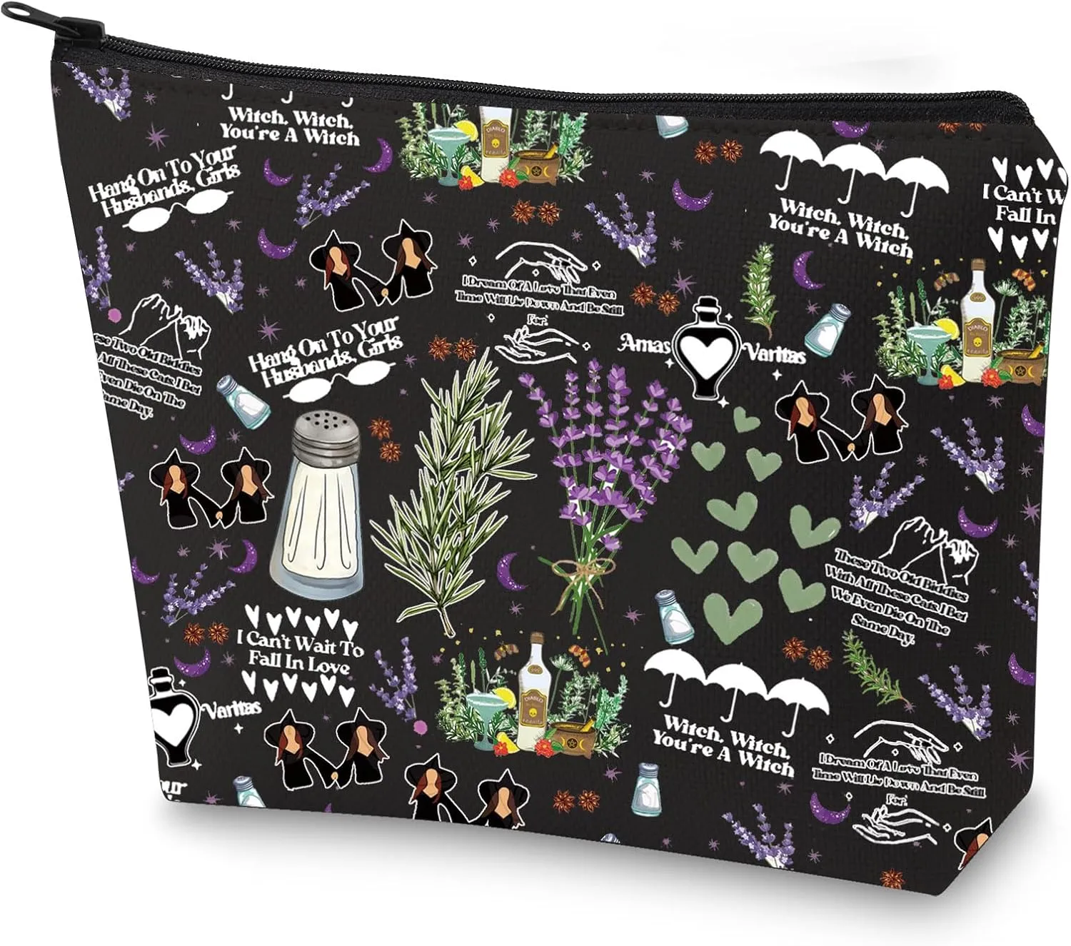 WZMPA Sisters Apothecary Cosmetic Bag Magic Witches Gift Salt Rosemary Lavender Love Makeup Zipper Pouch Bag Midnight Margaritas Merchandise (Sisters Apothecary BL)