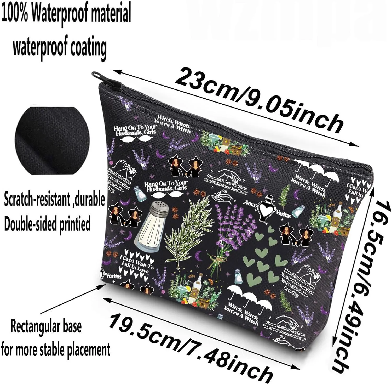 WZMPA Sisters Apothecary Cosmetic Bag Magic Witches Gift Salt Rosemary Lavender Love Makeup Zipper Pouch Bag Midnight Margaritas Merchandise (Sisters Apothecary BL)