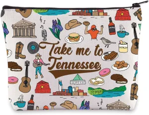 WZMPA Tennessee State Travel Cosmetic Bag Tennessee Souvenir Gifts Take Me To Tennessee Zipper Pouch Bag Tennessee State Merchandise (To Tennessee)