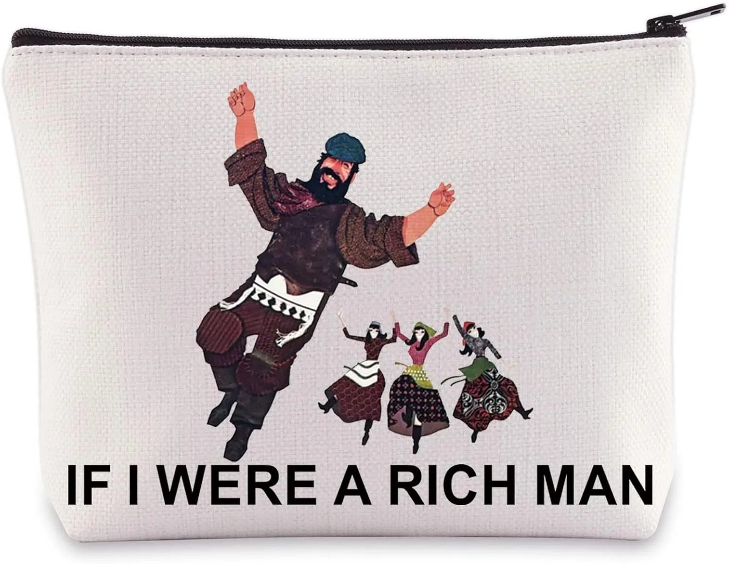 WZMPA Theater Drama Fans Cosmetic Bag Musical Theatre Gift If I Were A Rich Man Thay Makeup Zipper Pouch Bag Thay Musical Merchandise (RICH MAN)