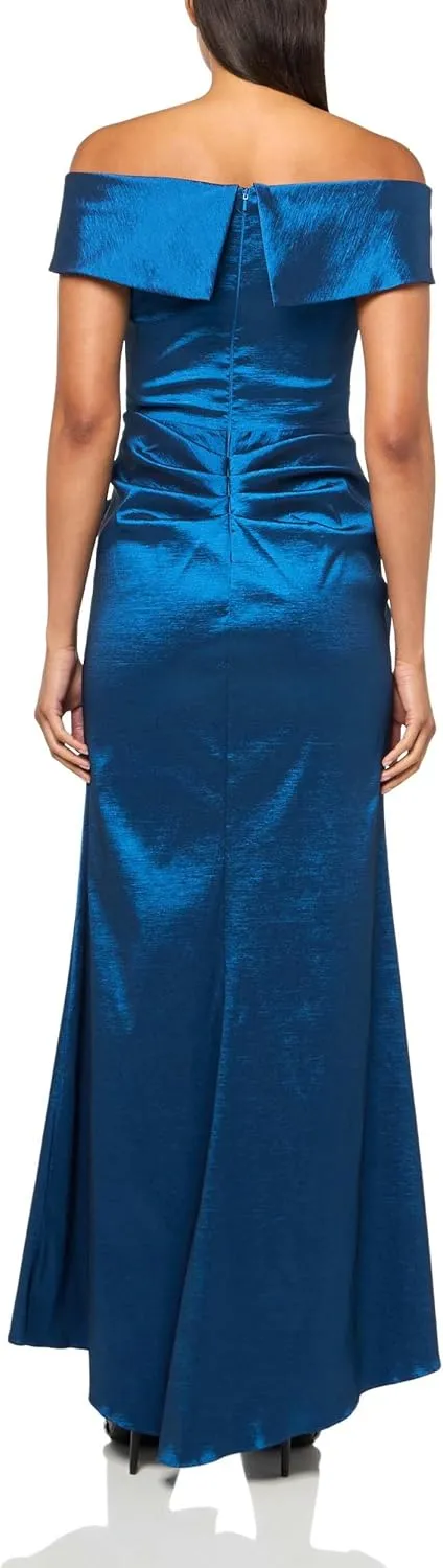 Xscape Women's Off-The-Shoulder Sweetheart Neck Taffeta Gown with Side Sweep Detail