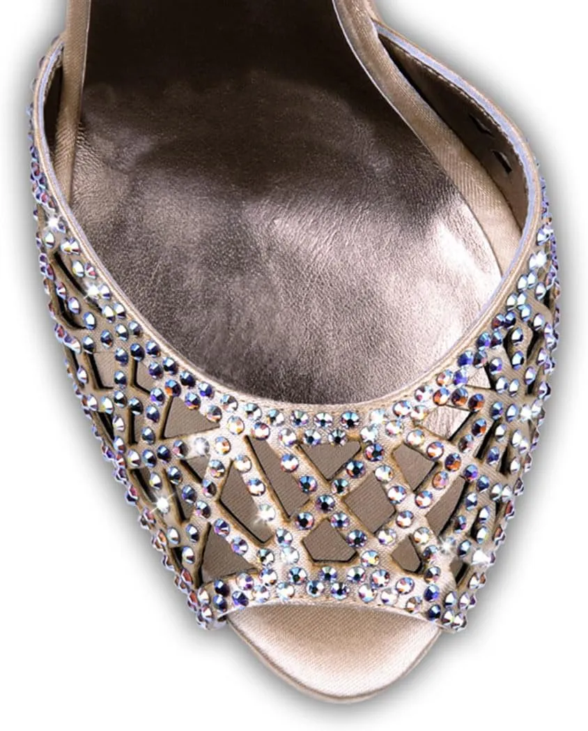 XYD Women Sparkling Bejeweled Platform Evening Heels Peep Toe Stiletto Sandals Ankle Strap Crystal Party Pumps Shoes