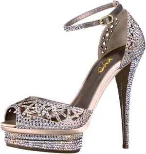 XYD Women Sparkling Bejeweled Platform Evening Heels Peep Toe Stiletto Sandals Ankle Strap Crystal Party Pumps Shoes