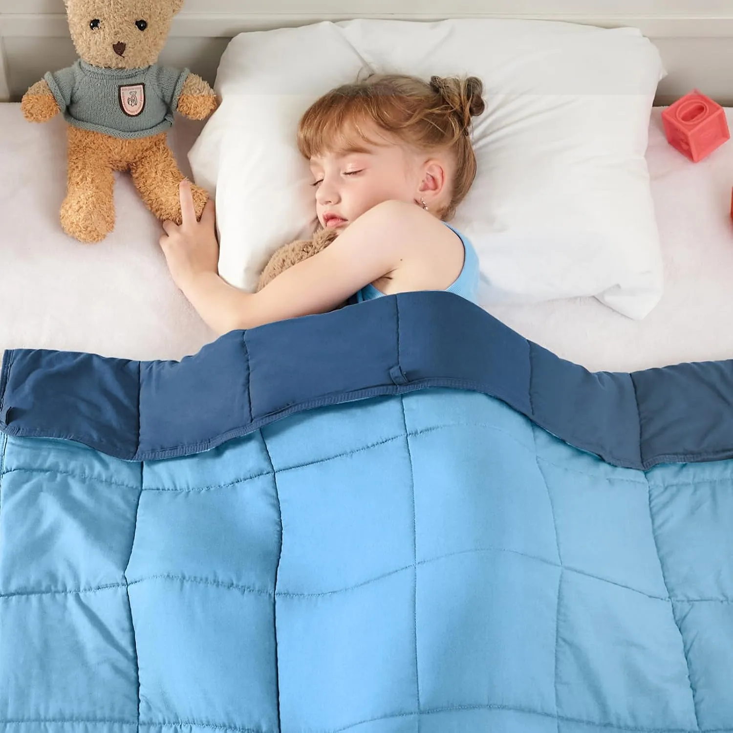 yescool Weighted Blanket 7 Pounds Cooling Weighted Lap Blanket, Sky Blue Heavy Blankets for Sleeping, Washable Weighted Throw Blanket for 60-80lbs, 40"x60"