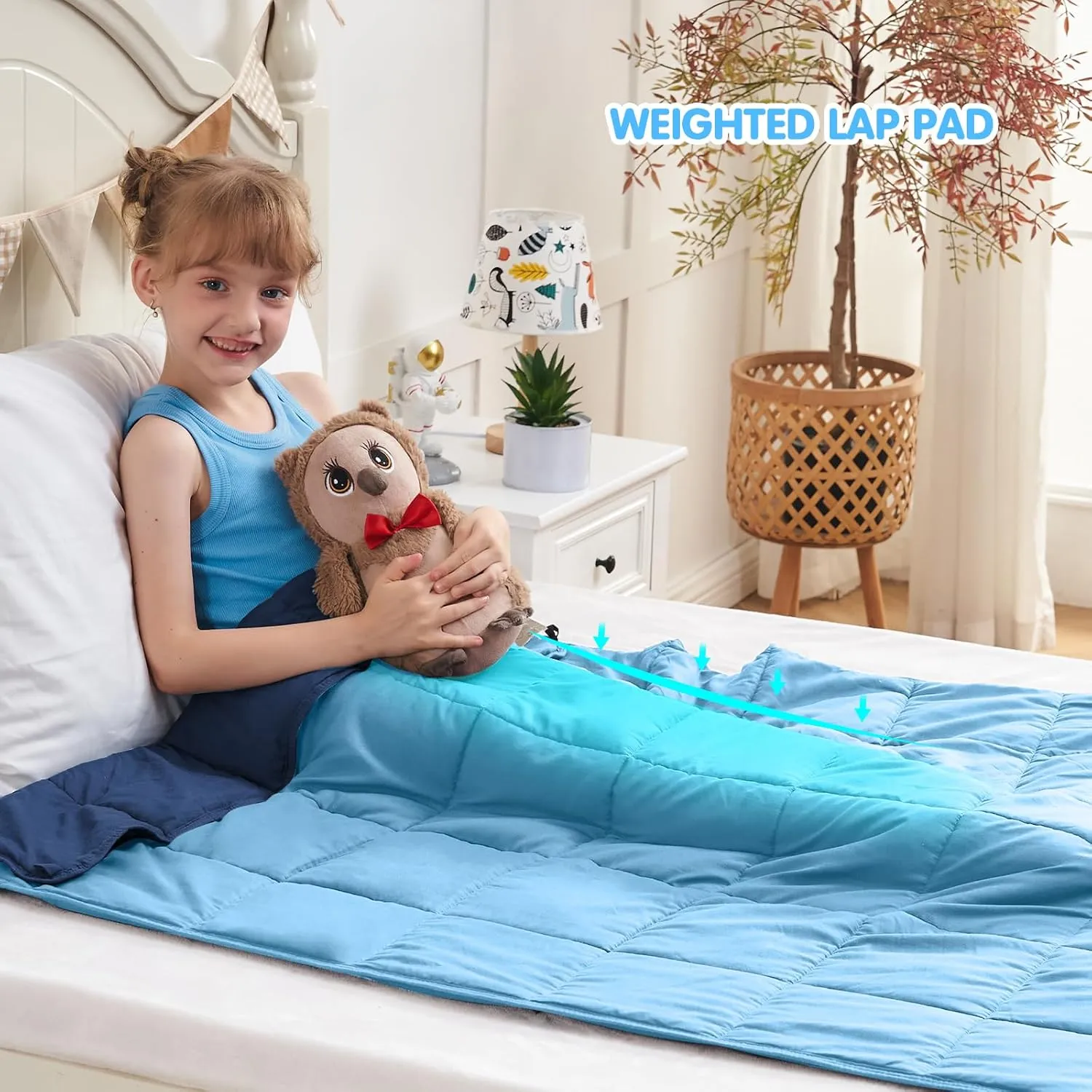yescool Weighted Blanket 7 Pounds Cooling Weighted Lap Blanket, Sky Blue Heavy Blankets for Sleeping, Washable Weighted Throw Blanket for 60-80lbs, 40"x60"