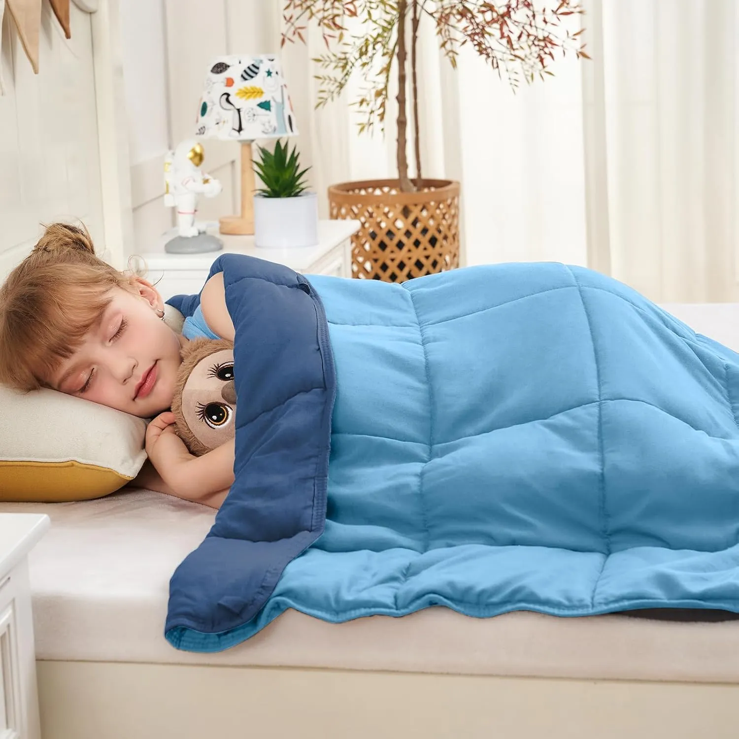 yescool Weighted Blanket 7 Pounds Cooling Weighted Lap Blanket, Sky Blue Heavy Blankets for Sleeping, Washable Weighted Throw Blanket for 60-80lbs, 40"x60"
