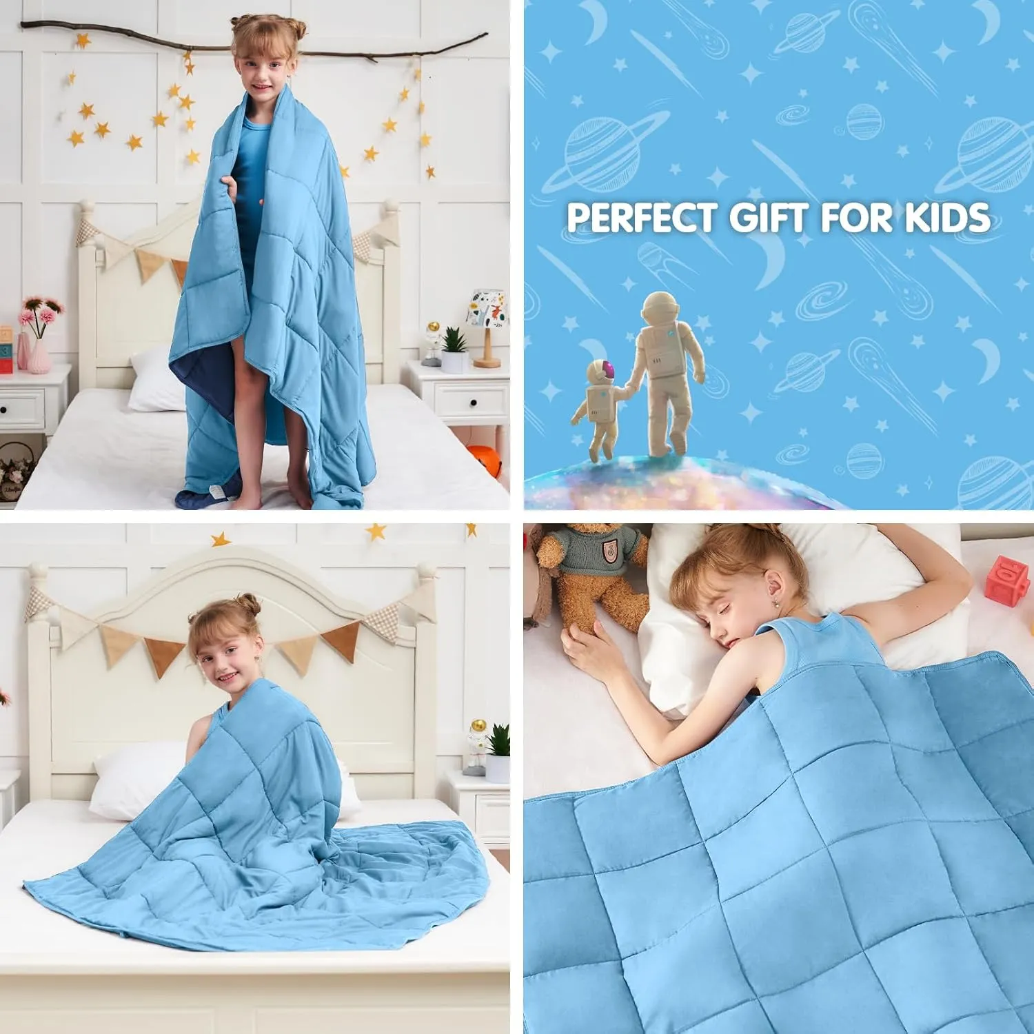 yescool Weighted Blanket 7 Pounds Cooling Weighted Lap Blanket, Sky Blue Heavy Blankets for Sleeping, Washable Weighted Throw Blanket for 60-80lbs, 40"x60"