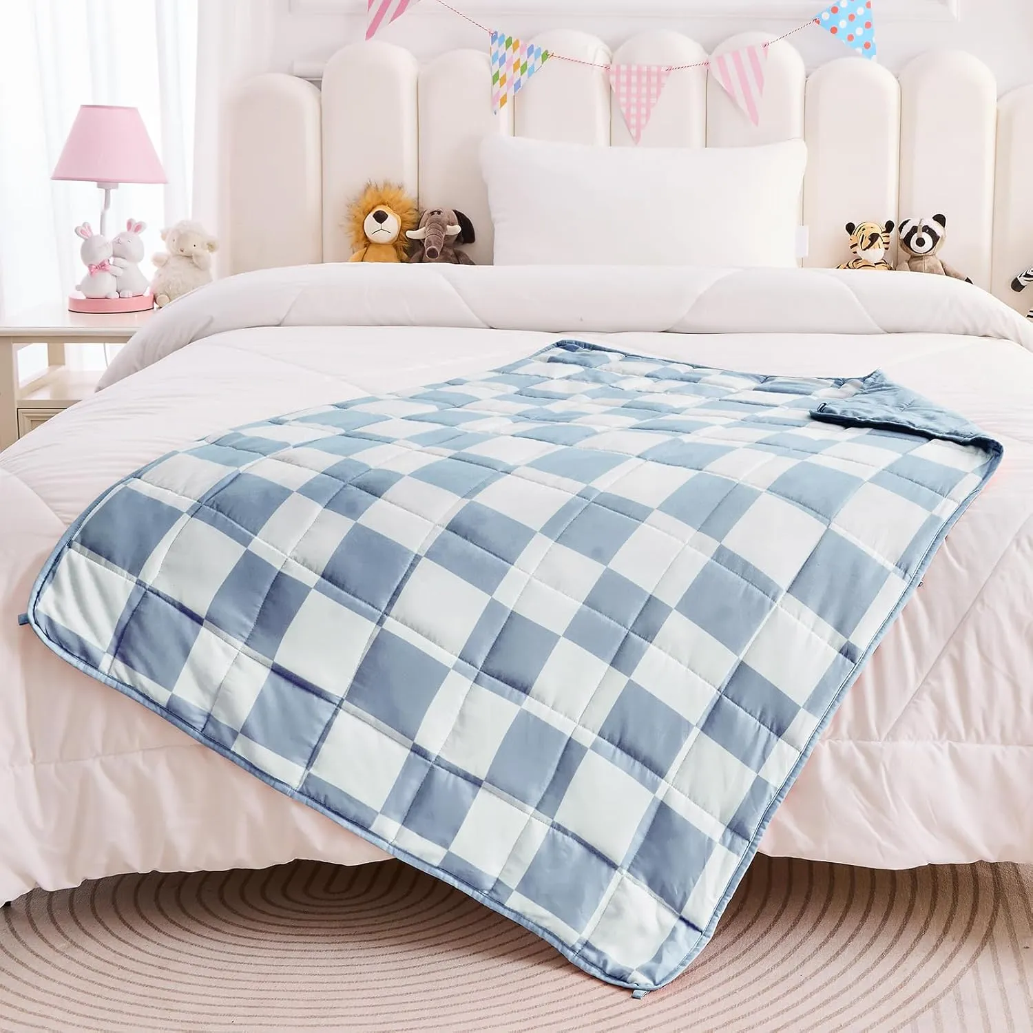 yescool Weighted Blanket 7 Pounds Weighted Throw Blanket with Plaid Pattern, Checkered Heavy Blanket for Sleeping, Blue Tartan Weighted Throw Blanket Perfect for 60-80lbs, 40"x60"