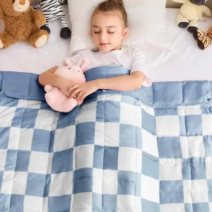 yescool Weighted Blanket 7 Pounds Weighted Throw Blanket with Plaid Pattern, Checkered Heavy Blanket for Sleeping, Blue Tartan Weighted Throw Blanket Perfect for 60-80lbs, 40"x60"