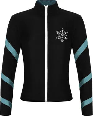 YiZYiF Kids Girls Long Sleeve Color Block Fleece-Lined Jacket Zipper Figure Skating Gymnastics Dance Workout Sports Top