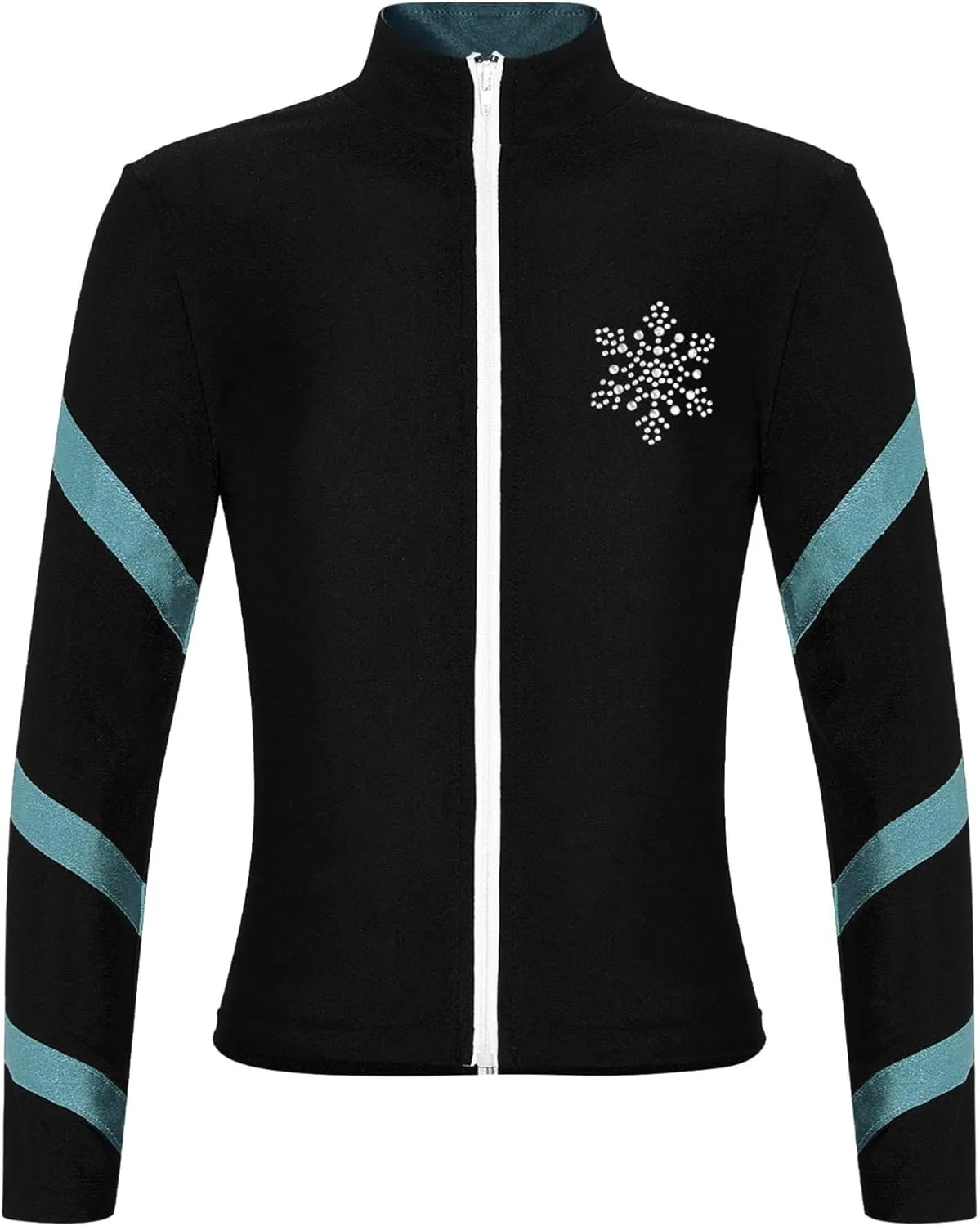 YiZYiF Kids Girls Long Sleeve Color Block Fleece-Lined Jacket Zipper Figure Skating Gymnastics Dance Workout Sports Top
