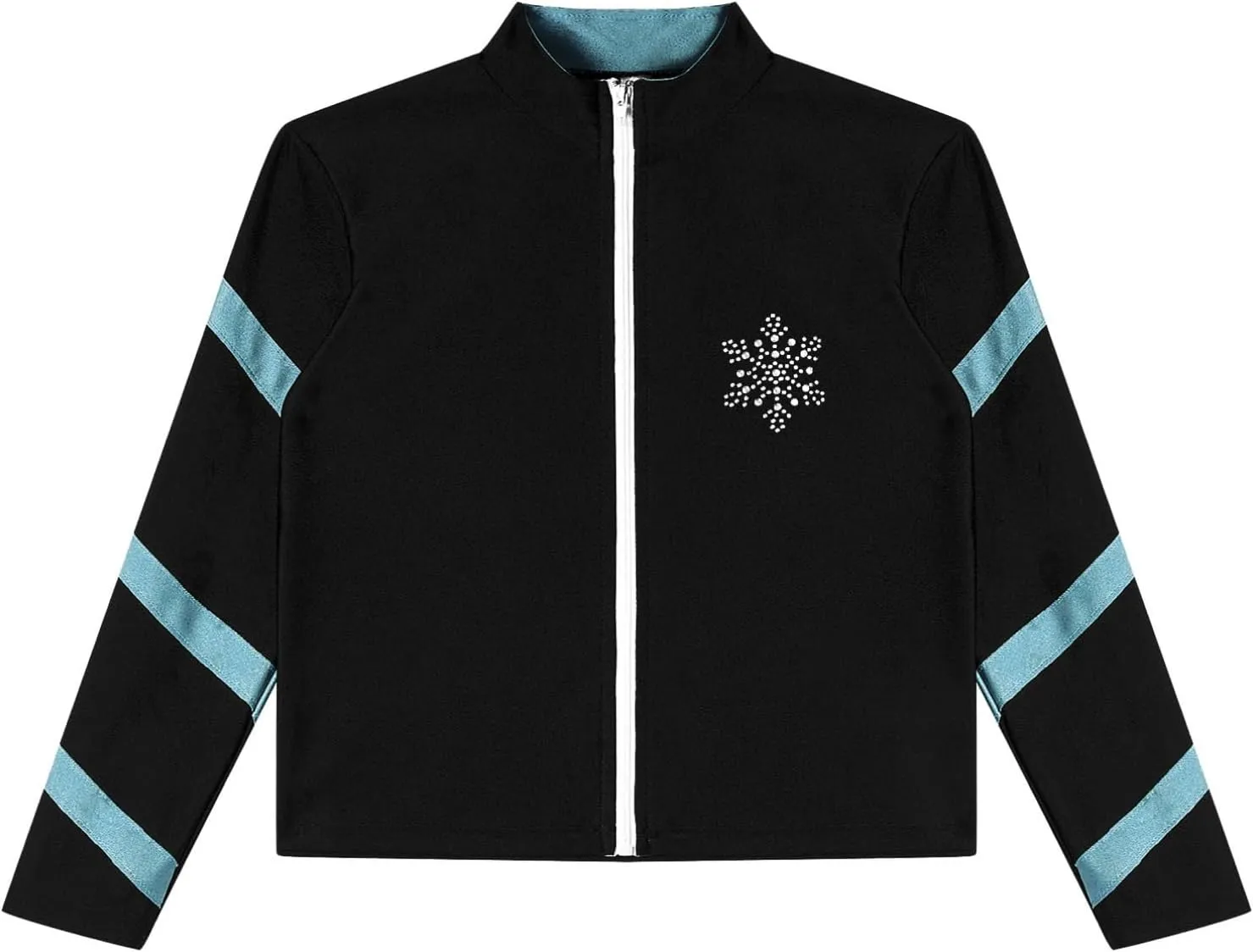 YiZYiF Kids Girls Long Sleeve Color Block Fleece-Lined Jacket Zipper Figure Skating Gymnastics Dance Workout Sports Top