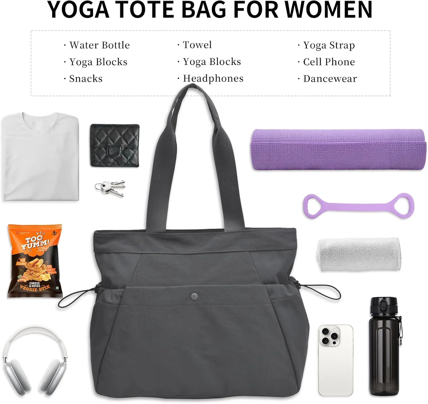 Yoga Bags for Women Yoga Tote Bag Yoga Mats Bags with Adjustable Strap Shoulder Bags Carrier Carryall for Yoga Pilates Travel Beach Gym Work