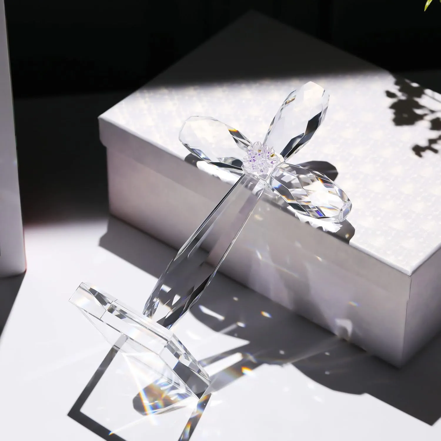 YWHL Crystal Standing Cross Decor, Handmade Glass Holy Cross Collectible Figurines for Home Decoration, Easter Decoration for Pary, Religious for Women Men