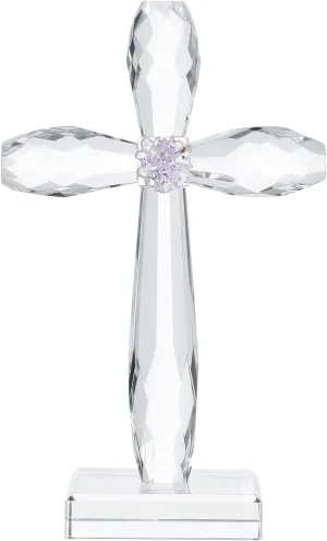 YWHL Crystal Standing Cross Decor, Handmade Glass Holy Cross Collectible Figurines for Home Decoration, Easter Decoration for Pary, Religious for Women Men